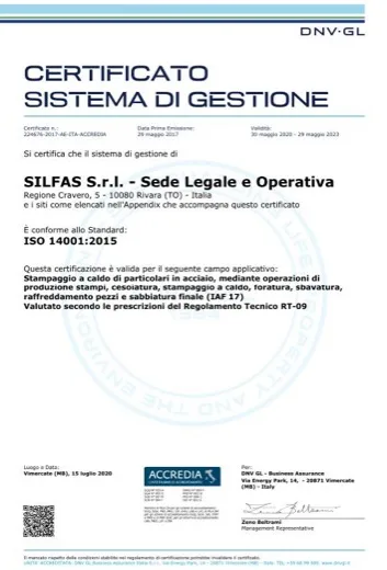 ISO 14001:2015 certificate