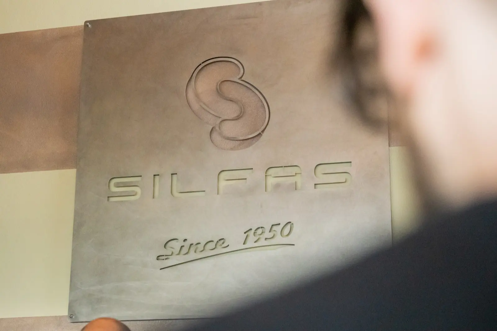Silfas «Since 1950» plaque in relief on steel